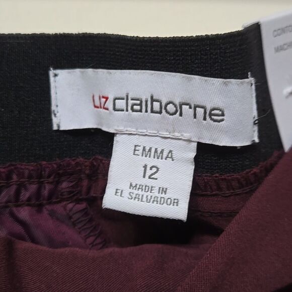 Liz Claiborne Emma Pants Womens Size 12 Career Wine Tasting Red Ankle Mid NWT - Picture 5 of 8